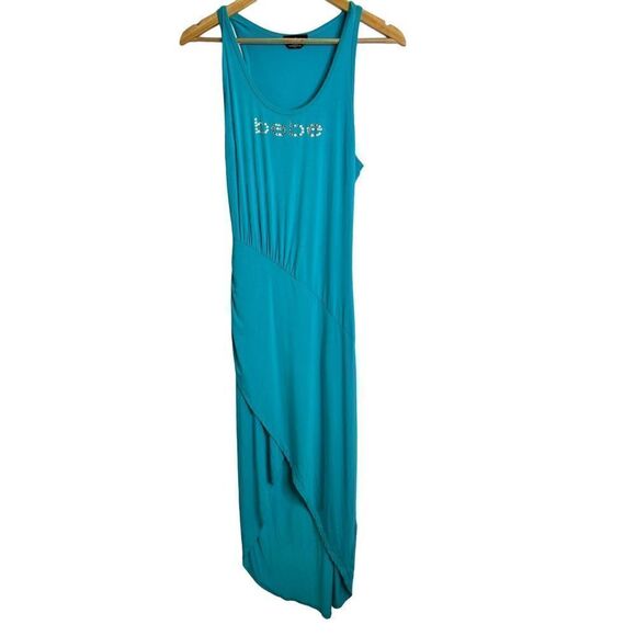 Bebe Y2K blue asymmetrical maxi summer dress sz M - Picture 1 of 6
